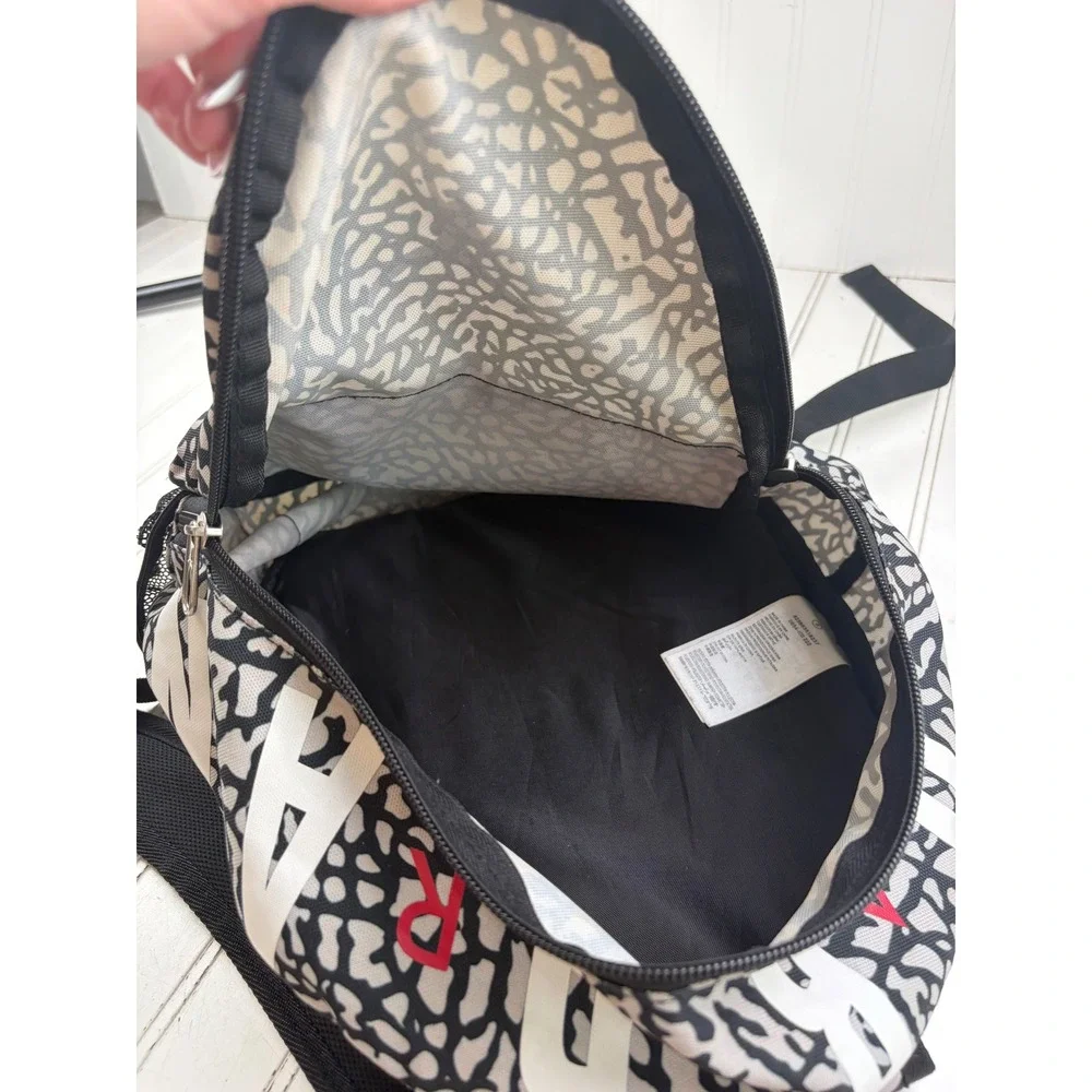 Jordan Vintage Y2K Wolf Gray Elephant Print White Red Jumpman Logo Backpack Bag